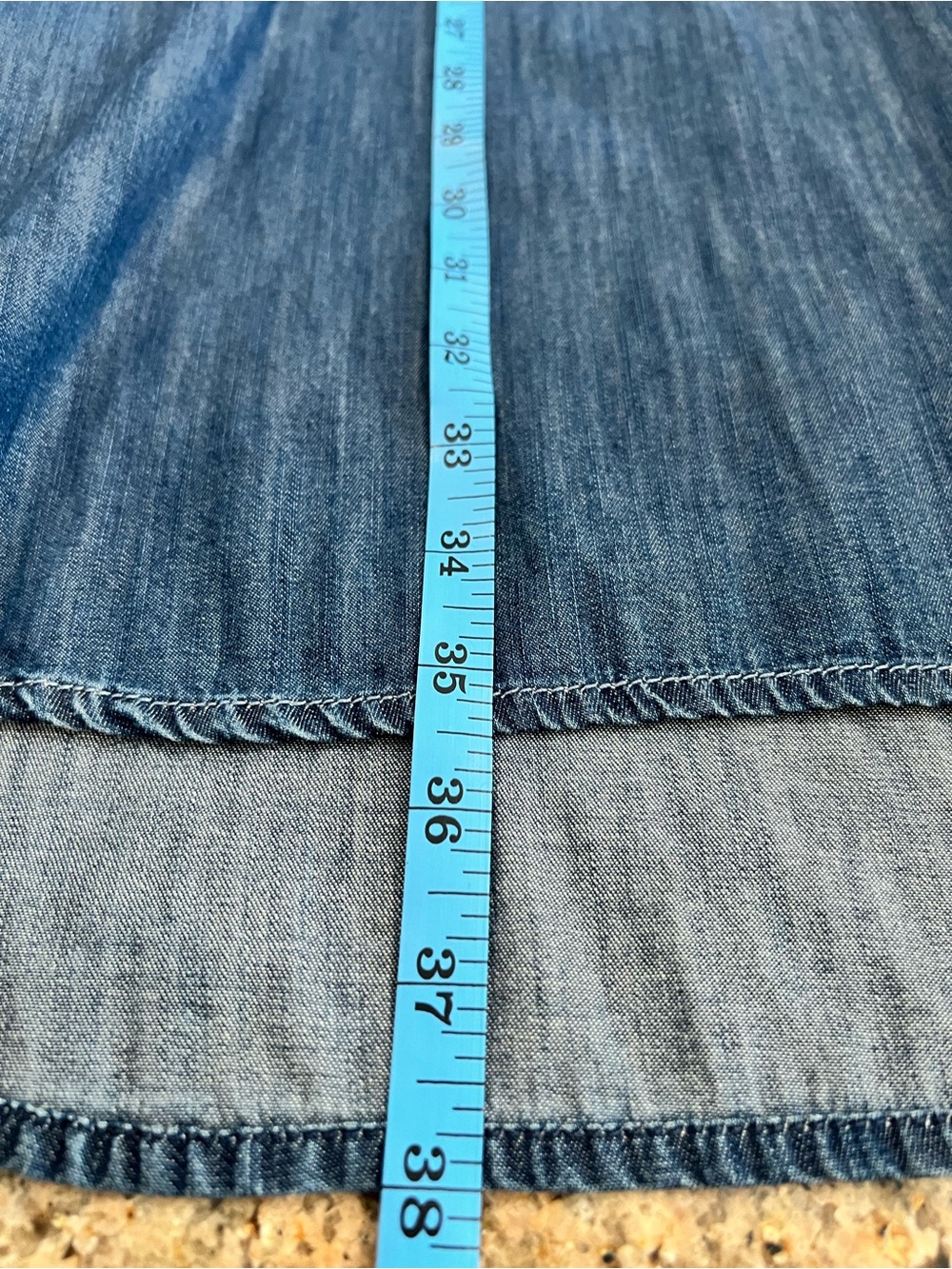 White House Black Market Denim Shirt Dress Size 12 Medium Wash Pockets NWT - Picture 9 of 10